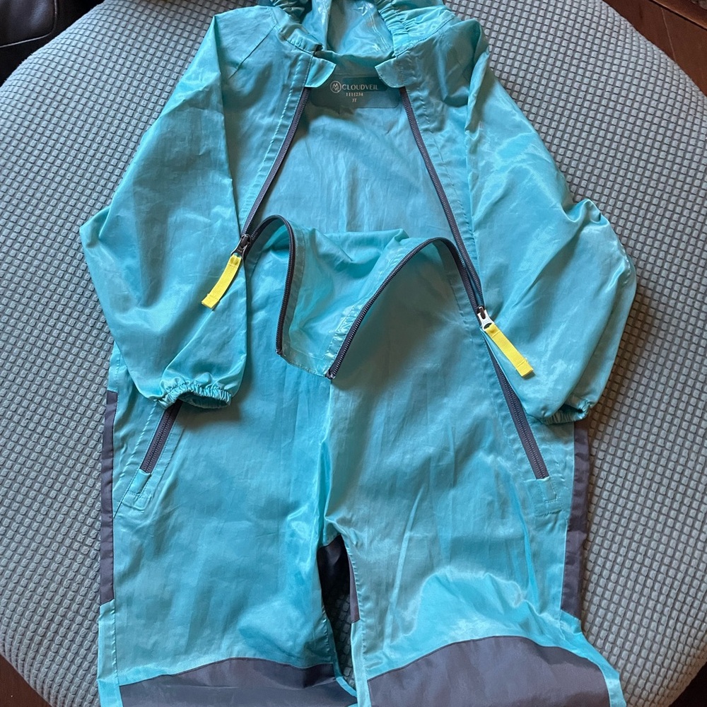 Cloud Island Aqua Raincoat with Gray Accents